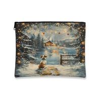 Bolsa de maquillaje Winter Wonderland, acogedora bolsa de viaje para cosméticos escénicos para mujer, organizador portátil de lona con cremallera, bolsa de aseo para el cuidado de la piel de