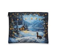 Bolsa de maquillaje Winter Wonderland, acogedora bolsa de viaje para cosméticos escénicos para mujer, organizador portátil de lona con cremallera, bolsa de aseo para el cuidado de la piel de