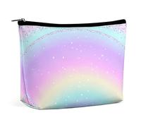 Bolsa de maquillajeMagic Rainbow Sky PU Cuero Impermeable Bolsa de cosméticos para Bolso/Bolsa de Maquillaje/Neceser Bolsa de Maquillaje portátil de Viaje con Purpurina para Mujeres