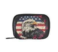 Bolsa de medicina con diseño de bandera americana con compartimentos desmontables, organizador de píldoras de viaje, bolsa médica