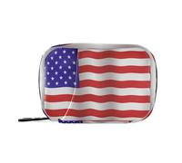 Bolsa de medicina de viaje con bandera americana con compartimentos desmontables, organizador de pastillas de viaje portátil para bolso