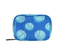 Bolsa de medicina de viaje de baloncesto azul con compartimentos desmontables, práctico organizador de píldoras mensual para bolso