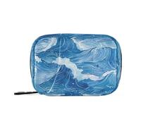 Bolsa de medicina de viaje japonesa Blue Wave Ukiyo-e con compartimentos desmontables, organizador de pastillas pequeño portátil para bolso