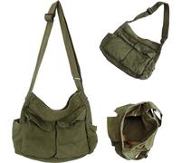 Bolsa de mensajero de lona para hombres mujeres de moda vintage de moda múltiples bolsas de mensajero cierre de cremallera fácil de hacer un hombro de 16x13x6 pulgadas para oficina, viajes, lienzo es