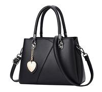 Bolsa de mensajero de un solo hombro para mujer, con bloqueo de color sólido, multifunción, gran capacidad, para coche, entre asientos, Black, Talla única