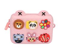 Bolsa de mensajero para cámara para niños, bolsa de mensajero para niños, absorción de golpes, resistente al agua, EVA lindas decoraciones para uso en exteriores (rosa)