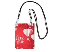 Bolsa de mensajero romántica con diseño de globo de corazón, compacta y ligera, adecuada para viajes diarios, viajes y compras, Black, Talla única
