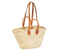 Bolsa de mimbre original Ibiza Cesta 55 cm grande | hoja de palma marroquí cesta de la compra trenzada XXL | Naturaleza Shopper Bandolera Bolsa de paja para hombre y mujer