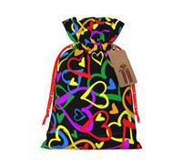 Bolsa de moda con estampado de arco iris del orgullo gay, bolsa ligera con cordón y etiqueta kraft para Navidad y Halloween