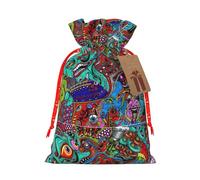 Bolsa de moda con estampado de arte abstracto, bolsa ligera con cordón y etiqueta Kraft para Navidad y Halloween