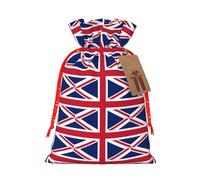 Bolsa de moda con estampado de bandera del Reino Unido, bolsa ligera con cordón y etiqueta kraft para Navidad y Halloween