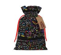 Bolsa de moda con estampado de fórmula matemática, bolsa ligera con cordón y etiqueta de papel kraft para Navidad, Halloween