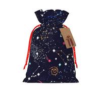 Bolsa de moda con estampado de mapa de constelación de estrellas, bolsa ligera con cordón y etiqueta de papel kraft para Navidad y Halloween