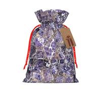 Bolsa de moda con estampado de mármol morado, bolsa ligera con cordón y etiqueta Kraft para Navidad y Halloween