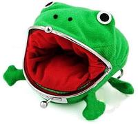 Bolsa de monedas de rana verde para cosplay, bolso de peluche, White, M, Cubiertos para carne