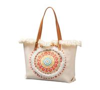 Bolsa De Mujeres Gran Capacidad Lona Lienzo Bolso Que Se Combina con Compras Estilos Étnicos Compras Playa Fábrica Manual Lienzo para Combate