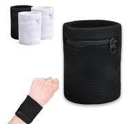 Bolsa de Muñeca Deportiva, 4 Unidades con Cremallera, Correa de Sudor, Gimnasio Muñequeras, Cartera Llaves Muñequera, Bolsa de Muñeca con Bolsillo con, para Baloncesto, Deportes(Negro y Blanco)