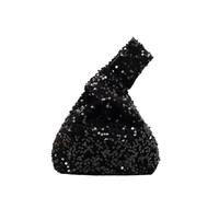 Bolsa de muñeca Knot Bolso de mano sencillo con nudo Paillette, bolso noche lentejuelas brillantes y, muñeca dulce a la moda for primavera verano(Black)