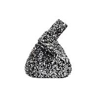 Bolsa de muñeca Knot Bolso de mano sencillo con nudo Paillette, bolso noche lentejuelas brillantes y, muñeca dulce a la moda for primavera verano(Silver)
