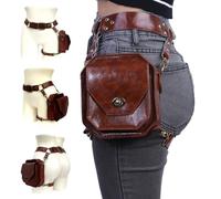 Bolsa de Muslo Bague de Muslo PU Cuero Bolso Ajustable Bolso de Pierna de Pierna Fashion Sport Sport Pouch para Mujeres 6.50x6.10 Pulgadas marrón