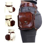 Bolsa de Muslo PU Cuero Bolso Ajustable de la Pierna de la Pierna del Deporte del Deporte para Mujeres 6.50x6.10 Pulgadas Brownholster