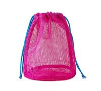 Bolsa de natación de malla ajustable, organizador de cosméticos de nailon, amplio almacenamiento para piscina, playa, vacaciones, bolsa esencial de malla ajustable, Rosa roja L, Talla única