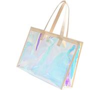 Bolsa de natación grande multiusos para organización de ropa y equipo, bolso de hombro transparente arcoíris, bolso de mano elegante, albaricoque, One Size