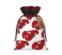 Bolsa de Navidad a cuadros a juego con estampado de langosta roja con cordón, 4.7 x 6.9 pulgadas para Navidad, Halloween