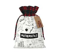 Bolsa de Navidad a cuadros a juego con estampado matemático con cordón, 11 x 17 cm para Navidad o Halloween