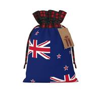 Bolsa de Navidad a cuadros con estampado de bandera de Nueva Zelanda con cordón para fiestas de cumpleaños de Navidad, 4.7 x 6.9 pulgadas