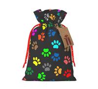 Bolsa de Navidad colorida con estampado de huellas de perro, bolsa de Navidad con cordón para regalos de vacaciones, saco de Navidad, regalo de decoración de fiesta