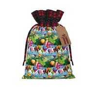 Bolsa de Navidad con cordón a cuadros con estampado de globos aerostáticos de 4.7 x 6.9 pulgadas para Halloween