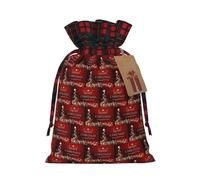 Bolsa de Navidad con cordón a juego con estampado de Feliz Navidad con etiqueta Kraft de 4.7 x 6.9 pulgadas para Halloween