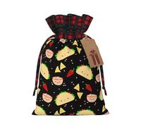 Bolsa de Navidad con cordón a juego con estampado de fiesta de martes con etiqueta de papel kraft de 4.7 x 6.9 pulgadas para Halloween