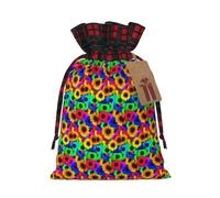 Bolsa de Navidad con cordón a juego con estampado de girasol arcoíris con etiqueta kraft de 4.7 x 6.9 pulgadas para Halloween