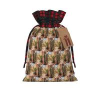 Bolsa de Navidad con cordón a juego con estampado toscano de Italia con etiqueta de papel kraft de 4.7 x 6.9 pulgadas para Halloween