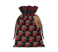 Bolsa de Navidad con cordón de color a juego con diseño de rosas rojas y vino románticas para amantes de los amantes del vino con etiqueta de papel kraft de 4.7 x 6.9 pulgadas para Halloween