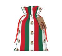 Bolsa de Navidad con cordón de impresión de bandera de México con etiqueta de papel kraft de 4.7 x 6.9 pulgadas para regalos de Halloween