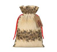 Bolsa de Navidad con cordón de impresión de cono de pino con etiqueta de papel kraft de 4.7 x 6.9 pulgadas para regalos de Halloween
