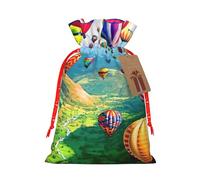 Bolsa de Navidad con cordón de impresión de globos de aire caliente con etiqueta Kraft de 4.7 x 6.9 pulgadas para regalos de Halloween