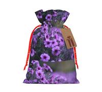 Bolsa de Navidad con cordón de impresión de ramo de lavanda con etiqueta Kraft de 4.7 x 6.9 pulgadas para regalos de Halloween
