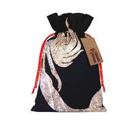 Bolsa de Navidad con cordón de impresión de sirena negra con etiqueta Kraft de 4.7 x 6.9 pulgadas para regalos de Halloween