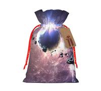 Bolsa de Navidad con cordón de impresión de tierra y luna con etiqueta Kraft de 4.7 x 6.9 pulgadas para regalos de Halloween