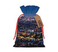 Bolsa de Navidad con cordón para impresión de horizonte de Los Ángeles con etiqueta de papel kraft de 4.7 x 6.9 pulgadas para regalos de Halloween