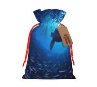 Bolsa de Navidad con cordón para impresión de leones marinos submarinos con etiqueta Kraft de 4.7 x 6.9 pulgadas para regalos de Halloween