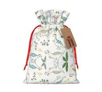 Bolsa de Navidad con cordón y estampado de dinosaurios, reutilizable, para fiestas de cumpleaños, bodas, vacaciones
