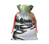 Bolsa de Navidad con diseño de árbol de aguja de pino, para invierno, 4.7 x 6.9 pulgadas, cierre de cordón, para Navidad, aniversarios, cumpleaños