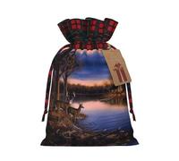 Bolsa de Navidad con diseño de ciervos de animales salvajes a juego, diseño de cordón para fiesta de Navidad, embalaje de regalo