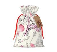 Bolsa de Navidad con diseño de la Torre de París y una bicicleta con cordón, regalo para vacaciones, aniversarios, regalos de fiesta