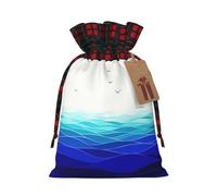 Bolsa de Navidad con diseño de olas del océano, diseño de velero a juego con bonito color a juego, para fiesta de Navidad, embalaje de regalo